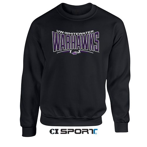 CI Sport Crewneck Sweatshirt with Embroidered Front UW-Whitewater over Warhawks and Mascot (SKU 10621103110)
