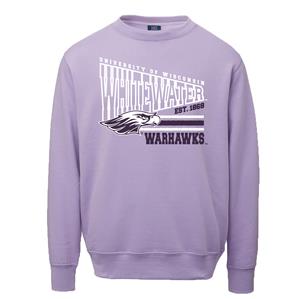 Image of MV Sport Crewneck Sweatshirt Full Uni over Mascot with Line Design -  lavender