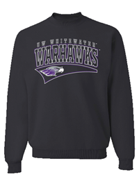 Freedomwear Crewneck Sweatshirt with UW-Whitewater Warhawks over Mascot and Pennant Shape