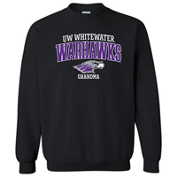 Grandma: Crewneck Sweatshirt UW-Whitewater Warhawk over Mascot and Grandma