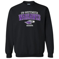 Grandpa: Crewneck Sweatshirt UW-Whitewater Warhawk over Mascot and Grandpa