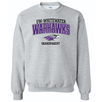 Grandparent: Crewneck Sweatshirt UW-Whitewater Warhawk over Mascot and Grandparent