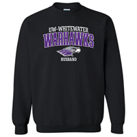 Husband: Crewneck Sweatshirt UW-Whitewater Warhawk over Mascot and Husband