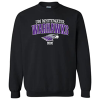 Mom: Crewneck Sweatshirt UW-Whitewater Warhawk over Mascot and Mom