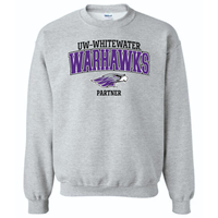 Image of Partner: Crewneck Sweatshirt UW-Whitewater Warhawk over Mascot and Partner - CS -  2