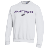 Champion Crewneck Sweatshirt with Embroidered UW-Whitewater over Warhawks and Mascot