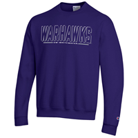 Champion Crewneck Sweatshirt with 2 Tone Warhawks Outline over UW-Whitewater