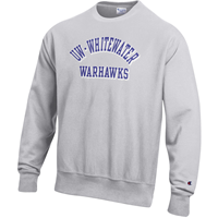 Champion Reverse Weave Crewneck Sweatshirt with 2 Tone UW-Whitewater over Warhawks