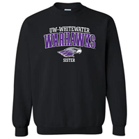 Image of Sister: Crewneck Sweatshirt UW-Whitewater Warhawk over Mascot and Sister - CS -  1