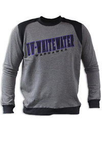 Champion Charcoal Crewneck Sweatshirt With Uw-Whitewater Over Warhawks