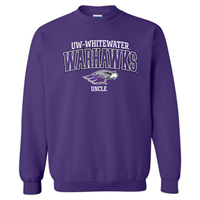 Uncle: Crewneck Sweatshirt UW-Whitewater Warhawk over Mascot and Uncle