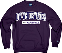Blue 84 Crewneck Sweatshirt with Tackle Twill and Embroidery UW-Whitewater over Warhawks