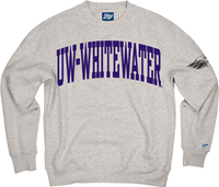 Blue 84 Crewneck Sweatshirt with Tackle Twill Lettering UW-Whitewater and Embroidered Mascot on Sleeve