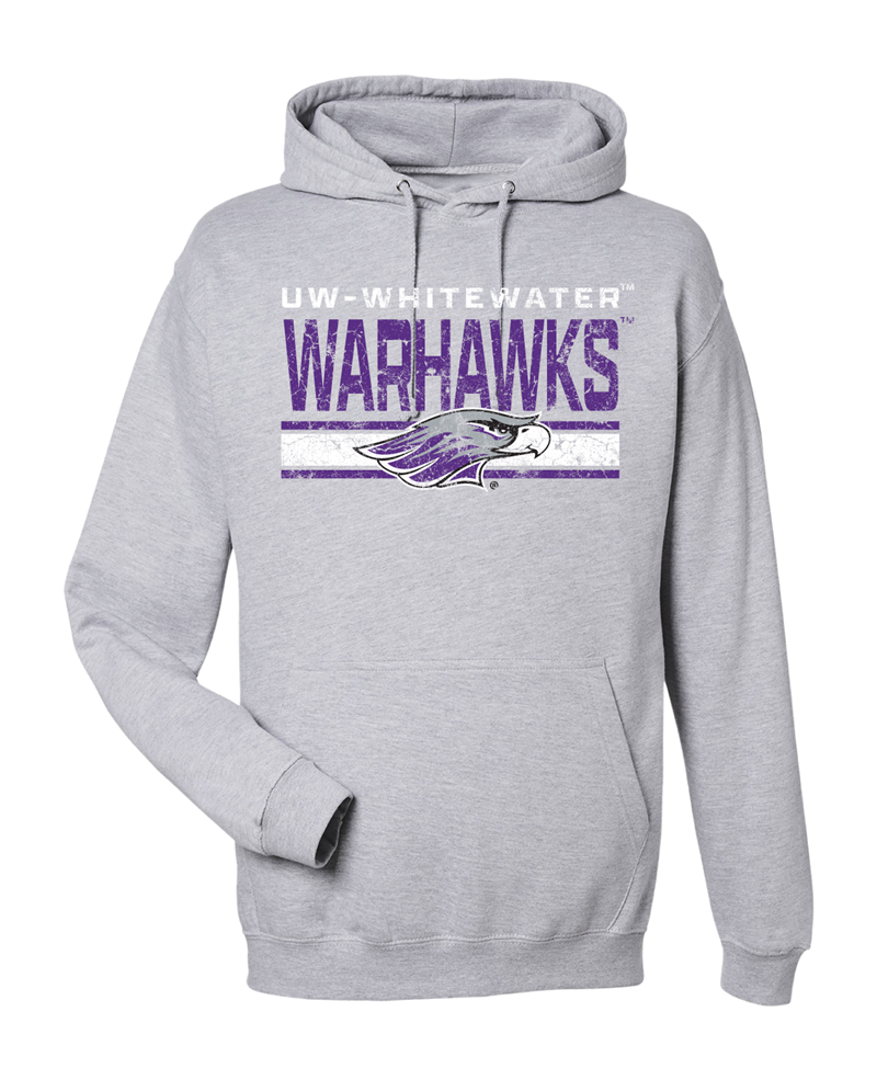 Image of Freedomwear Hooded Sweatshirt Distressed UW-Whitewater Warhawks over Mascot (SKU 107716003) Image of Freedomwear Hooded Sweatshirt Distressed UW-Whitewater Warhawks over Mascot (SKU 107716003)