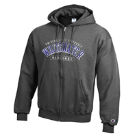 Full Zip Sweatshirt Distressed Design with Full Uni over Warhawks in Pill