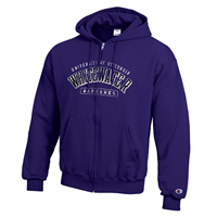 Champion Purple Distressed Full Uni over Warhawks in Pill Full Zip Sweatshirt