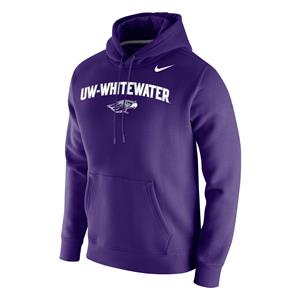 Image of Nike Hooded Sweatshirt Club Fleece with UW-Whitewater over Mascot -  purple