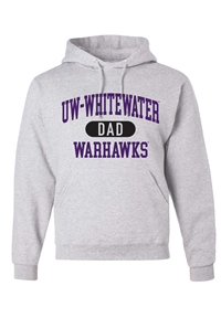 Freedomwear Hooded Sweawtshirt with UW-Whitewater over Dad in Pill and Warhawks