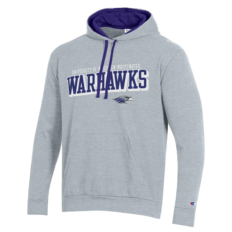 Champion Hooded Sweatshirt with Embroidered Full Uni Name over Tackle Twill Warhawks and Embroidered Mascot