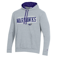Champion Hooded Sweatshirt with Embroidered Full Uni Name over Tackle Twill Warhawks and Embroidered Mascot