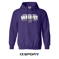 CI Sport Hooded Sweatshirt with Warhawks over Mascot Embroidery and Tackle Twill Lettering Mix