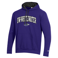 Champion Hooded Sweatshirt with Tackle Twill UW-Whitewater over Mascot