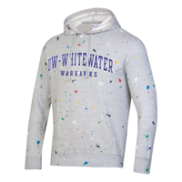 Hooded Sweatshirt Paint Splatter Design with UW-Whitewater over Warhawks