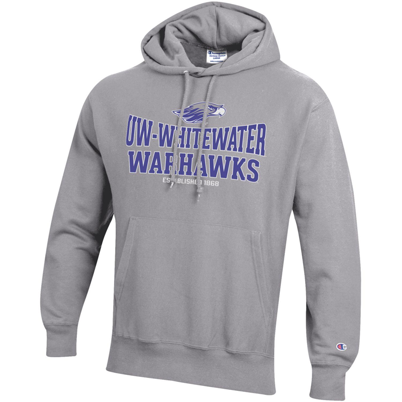 Champion Mascot over UW-Whitewater Warhawks Reverse Weave Hooded Sweatshirt (SKU 106462743)