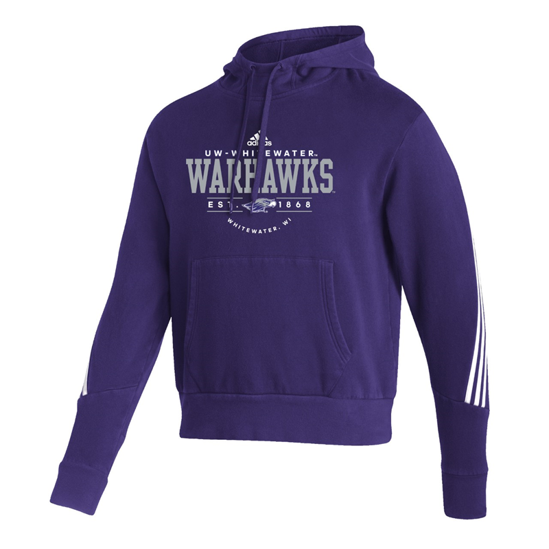 Adidas Hooded Sweatshirt UW Whitewater over Warhawks Est 1868 with Mascot UW Whitewater Bookstore