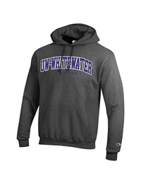 Champion Hooded Sweatshirt with Tackle Twill Lettering UW-Whitewater and Embroidered Warhawks