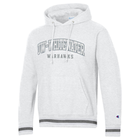 Champion Hooded Sweatshirt with Tackle Twill Lettering UW-Whitewater and Embroidered Warhawks