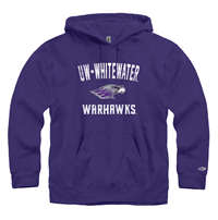 Image of New Agenda Hooded Sweatshirt UW-Whitewater over Mascot and Warhawks Vintage -  purple