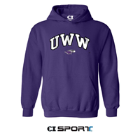 CI Sport Hooded Sweatshirt with UWW Tackle Twill Lettering and Embroidered Mascot