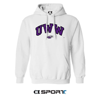 CI Sport Hooded Sweatshirt with UWW Tackle Twill Lettering and Embroidered Mascot