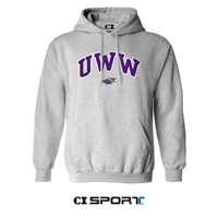 CI Sport Hooded Sweatshirt with UWW Tackle Twill Lettering and Embroidered Mascot