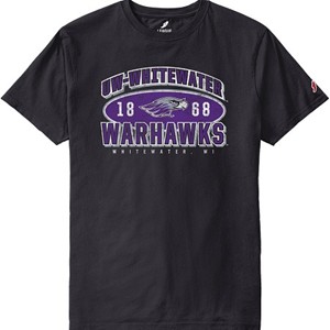 League T-Shirt Black Distressed Arched UW-Whitewater over 1868 over Warhawks - main view