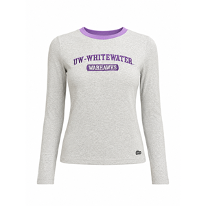 Hype & Vice Long Sleeve Baby Tee with Embroidered UW-Whitewater Warhawks - main view