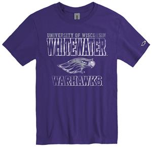 Image of New Agenda - T-Shirt Distressed University of Wisconsin Whitewater over Mascot Warhawks -  purple