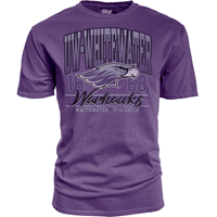 Blue 84 T-Shirt with UW-Whitewater over Mascot 1868 and Warhawks
