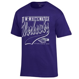 Champion T-Shirt UW-Whitewater Warhawks Cursive with Mascot - main view