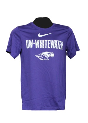 Image of Nike Dri-Fit T-Shirt UW-Whitewater over Mascot with Line Design -  purple