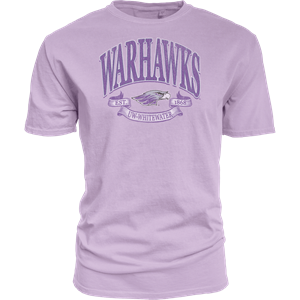 Blue 84 T-Shirt Warhawks over Mascot with Banner 1868 UW-Whitewater - main view