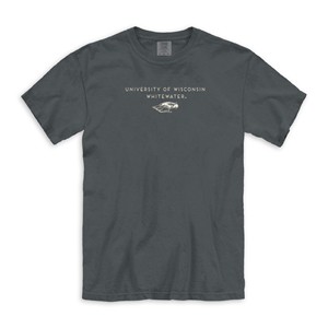 New Agenda Comfort T-Shirt with Embroidered University of Wisconsin over Whitewater over Mascot -  charcoal