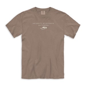 New Agenda Comfort T-Shirt with Embroidered University of Wisconsin over Whitewater over Mascot -  tan