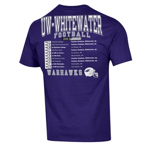 Champion T-Shirt UW-Whitewater Football in Top Corner with Schedule on the Back -  1
