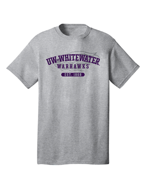 Freedom Wear T-Shirt UW-Whitewater over Warhawks EST. 1868 with Mascot in Back - main view