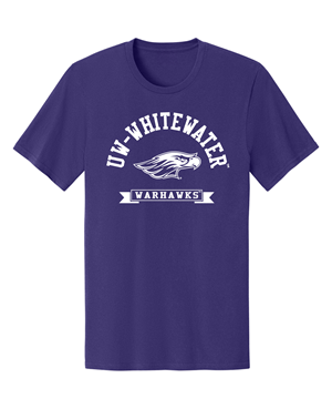 Image of Freedomwear T-Shirt UW-Whitewater Arched over MAscot Warhawks in Banner