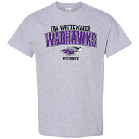 Image of Husband: T-Shirt UW-Whitewater Warhawk over Mascot and Husband - CS -  2