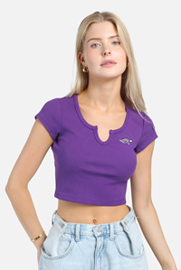 Image of Hype & Vice Women's Cropped Cali Tee -  purple