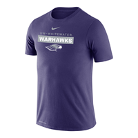 Nike Dri-Fit Legend Permormance T-Shirt with Swoosh over UW-Whitewater Warhawks and Mascot